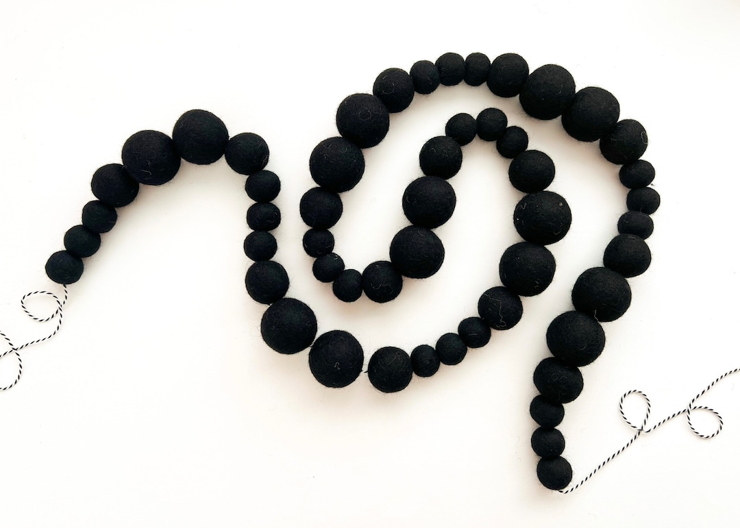 Classic Black Felt Ball Garland 3 Felt Ball Sizes Bunting, Banner Etsy