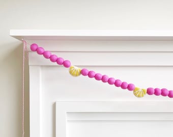 Pink Lemonade Felt Ball Garland, Bunting, Banner