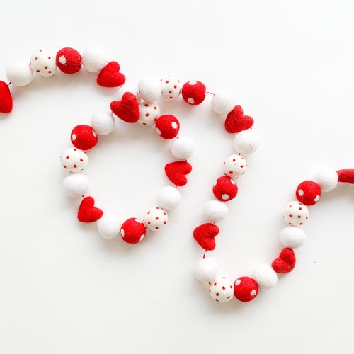 Fall Felt Ball Garland Banner Bunting Gray Peach Coral Etsy