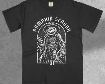 Pumpkin Season Shirt Scarecrow Graphic Tee Halloween Shirt Comfort Colors 1717 Spooky Fall Horror Shirt