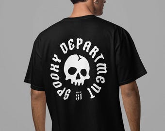 Skull Shirt Double Sided Skeleton Tee Comfort Colors 1717 Memento Mori Goth Clothing Minimalist Skull Graphic Spooky Department Goth Gift