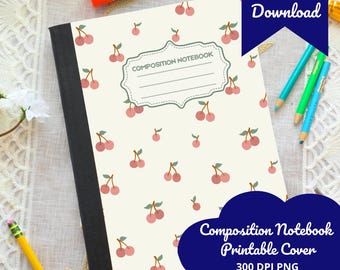 Portada de cuaderno color cereza pastel: Diseño imprimible para agenda (descarga PNG, 3 tamaños disponibles)