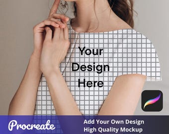 WOMAN DRESS Procreate Mockup | Seamless Pattern Fabric Template | Custom Artwork Digital Display