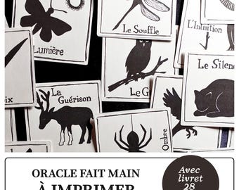 The Oracle of Dancing Shadows - Handcrafted Divination Oracle in French | Digital Download 24 Animal Cards | Spiritual Guidance
