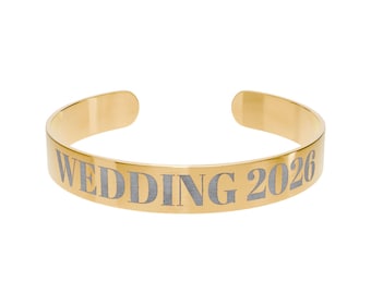 Brazalete de boda 2026, grabado en oro para dama de honor, regalo para la fiesta de bodas, joyería para la dama de honor