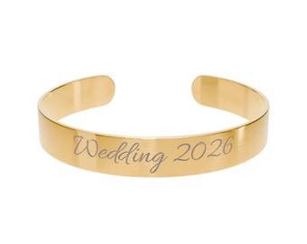 Pulsera de boda 2026 / Pulsera de oro con fecha de boda grabada