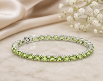 ペリドット テニスブレスレット バングル 5.25カラット ヒンジ付き 316