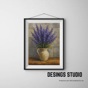 Rustic Lavender Bouquet Wall Art – French Country Botanical Print, Farmhouse Cottagecore Home Decor, Printable Digital Download