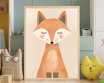Fox Nursery Print – Scandinavian Animal Wall Art (Digital Download)
