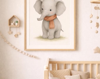 PRINTABLE Baby Elephant Wall Art for Nursery | Nursery Safari Animal ...