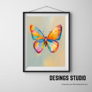 Colorful Butterfly Wall Art | Vibrant Abstract Insect Painting | Modern Boho Home Decor Printable