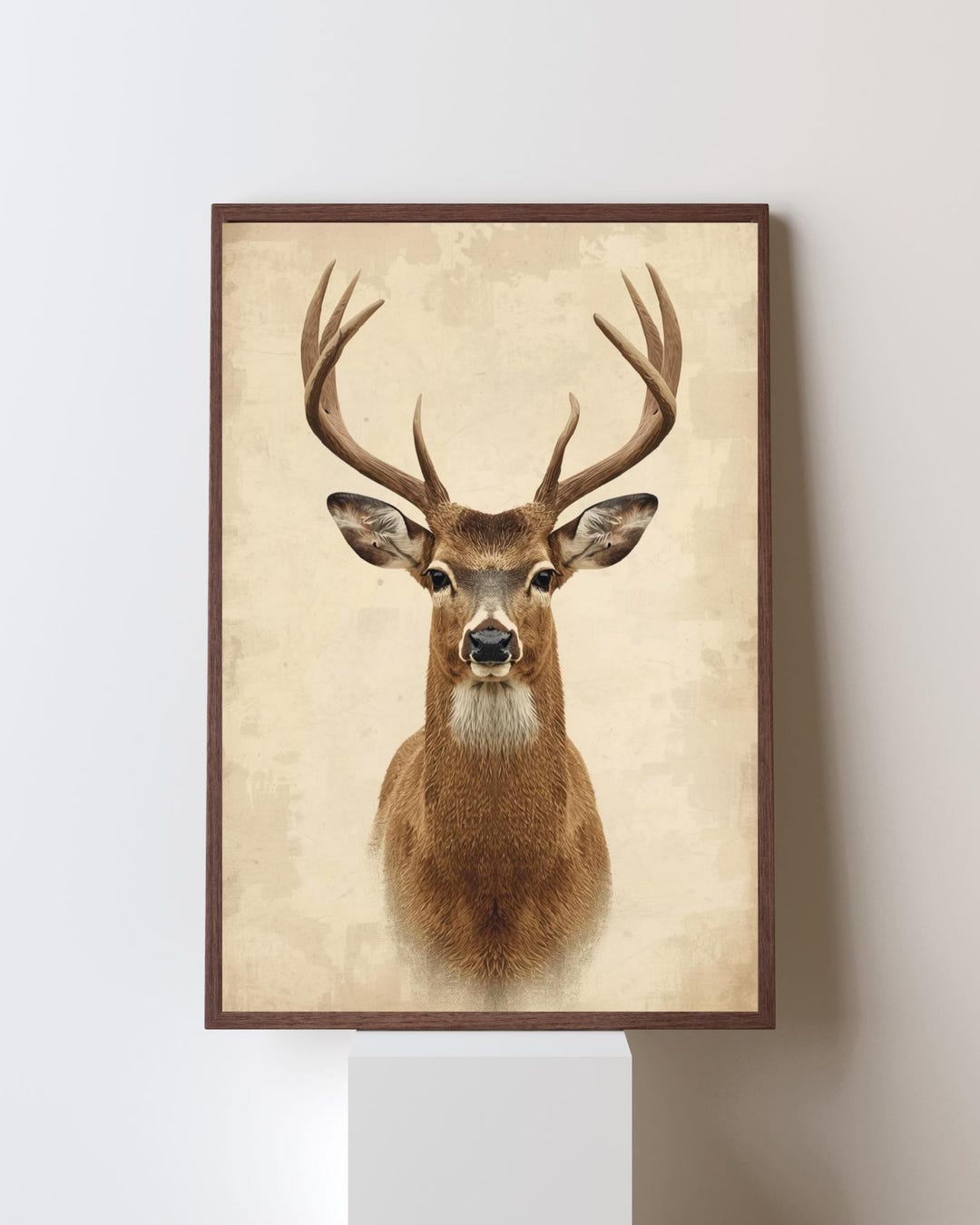 Rustic Deer Wall Art Print, Vintage Woodland Animal Poster, Neutral ...