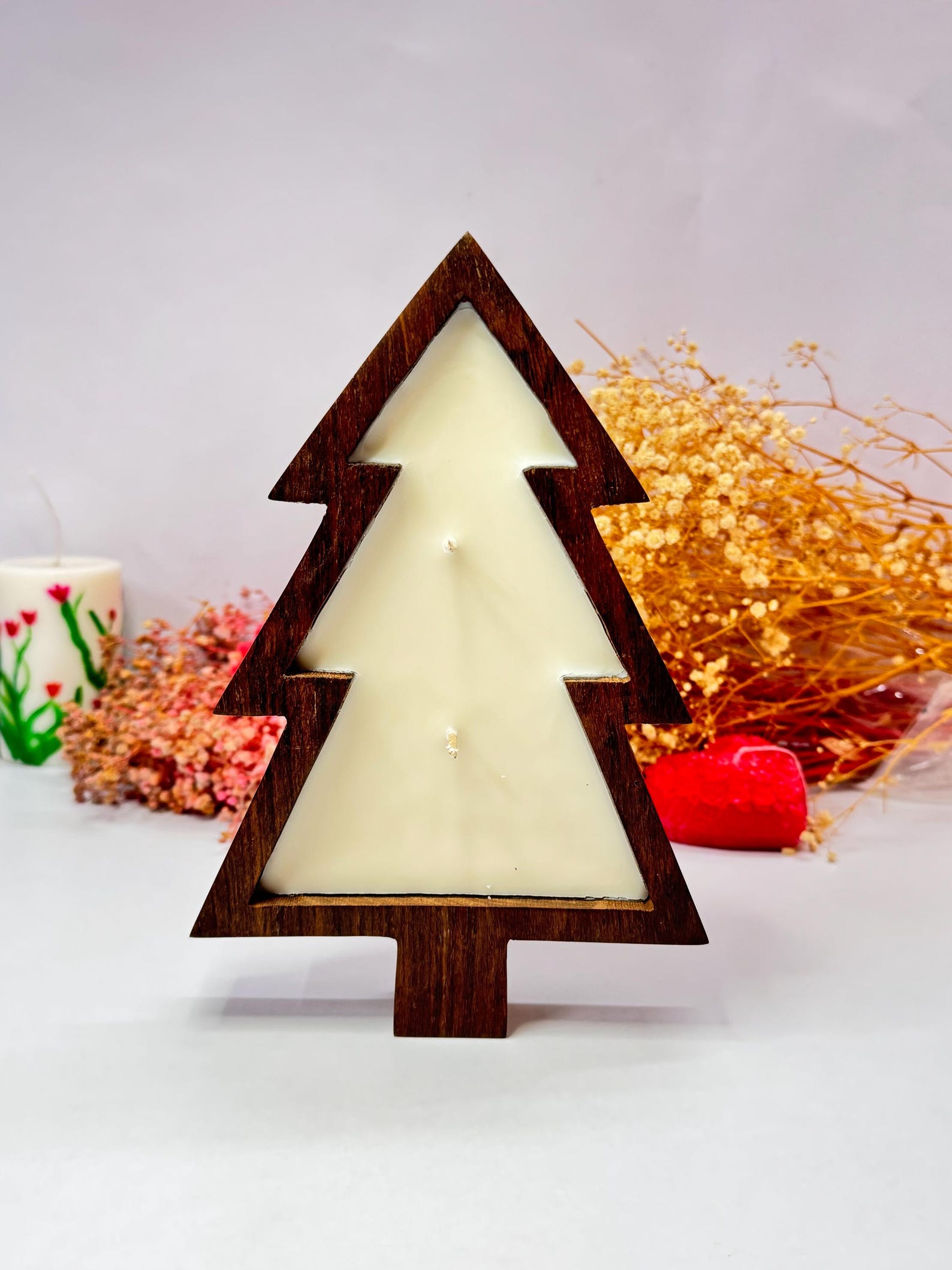 Wooden Christmas Tree Candle Set | Rustic Tree Soy Wax Candles ...