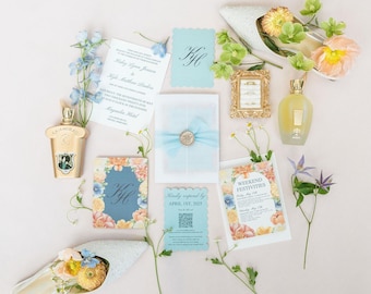The Wildflower Collection- Editable Wedding Invitation Suite Template | Canva | Floral Printable Invite Set | Wedding Stationary | Etsy