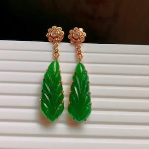 14k Gold Natural Emerald Stud Earrings: Moissanite Screw Back