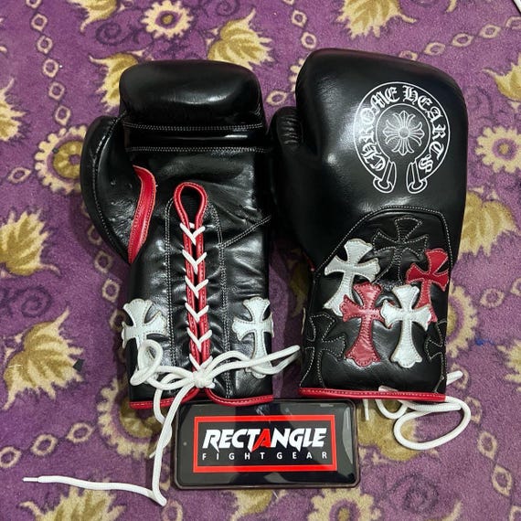 Professional Chrome Heart Lace-Up Boxing Gloves Training & Sparring Gloves From Rectangle Fight Gear