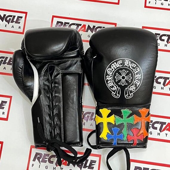 Professional Chrome Heart Lace-Up Boxing Gloves Training & Sparring Gloves From Rectangle Fight Gear