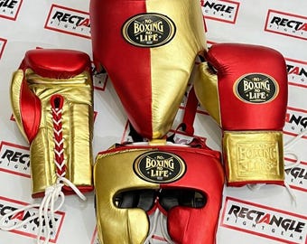 Personalized No Boxing Sparring Set Boxing Gloves, Head & Groin Guard Complete Kit