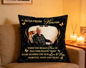 Personalized Memorial Photo Pillowcase 18x18inch – Custom Loss of Loved One Sympathy Gift