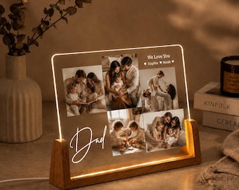 Personalized Photo Night Light LED Fathers Day Gift Photo Collage Acrylic Light Dad Gift from Kids