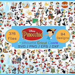 Pinocchio SVG Bundle, Pinocchio Svg & Png Files for Cricut, Geppetto Png, Figaro PNG for Shirts, Pinocchio Clipart Instant Download