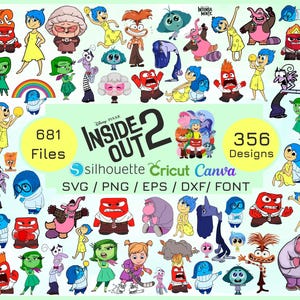 Inside Out PNG Bundle, Inside Out Clipart and Digital Paper, Inside Out SVG for shirt cake topper birthday, anxiety, sadness, joy