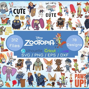 Zootopia SVG Bundle, Cartoon Sublimation Cliparts Collection, Zootropolis Zoomania PNG Clip Arts Pack Bundle, Instant Digital PNG Download