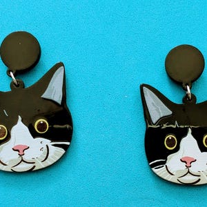 Tuxedo Cat Stud Earrings