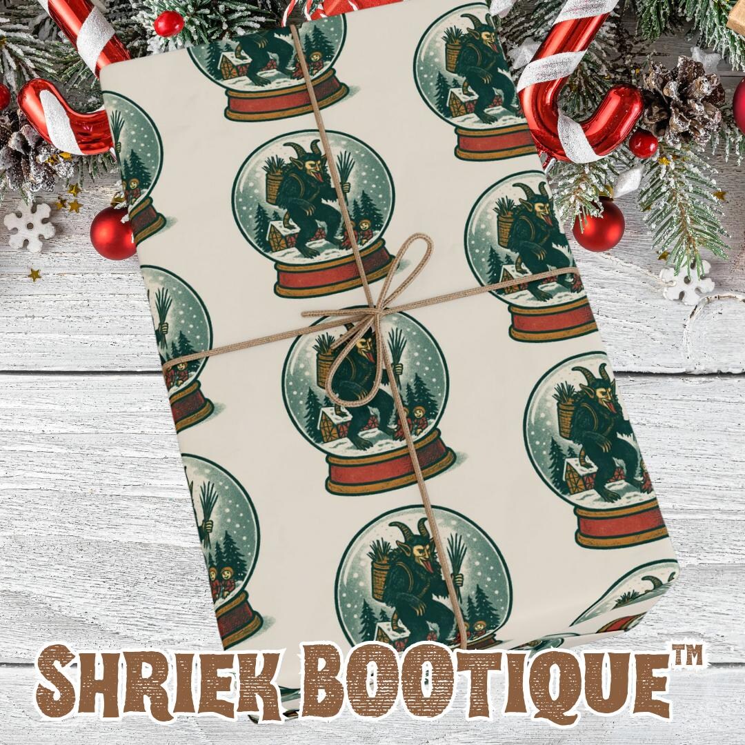 Krampus Snow Globe Folklore Wrapping Paper Vintage Creepmas Etsy