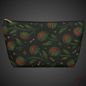 Carnivorous Plant Makeup Bag Venus Flytrap Gothic Cosmetic Pouch Botanical Dark Nature