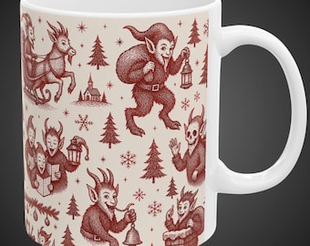 Krampus Candy Crunch Mug Creepmas Toile Holiday Cup Christmas Yankee Swap Gift Gothmas