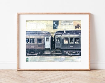 Pullman Passenger Train Print Vintage Train Car Print Railroad Art Rail Print  8x10 up to 24x36 "Pullmans"