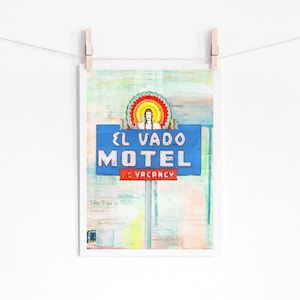 Retro Motel Sign Print Vintage Motel Print Neon Sign Print Mid-Century Wall Art Wall Decor 8x10 up to 24x36 poster &quot;El Vado Motel&quot;