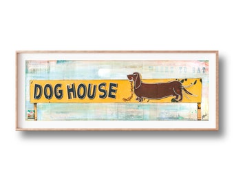 Albuquerque Print Neon Sign Retro Sign Vintage Sign Route 66 Road Trip Wall Art Kitschy Art 6x18 up to 18" X 54" "The Dog House"