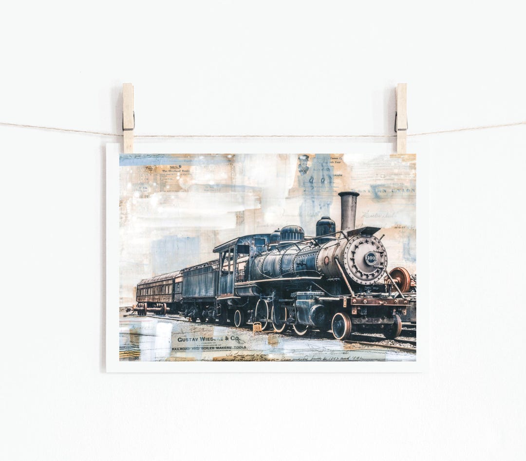 Vintage Locomotive Print Train Print Steam Locomotive Train Print Wall ...