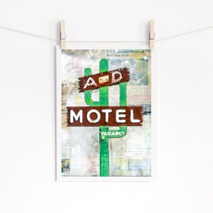 Retro Cactus Motel Sign Print Vintage Motel Print Neon Sign Print Mid-Century Wall Art Wall Decor 8x10 up to 24x36 poster &quot;A&D Motel&quot;
