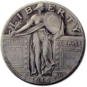 1916 Standing Liberty Quarter Copy – Silver Plated US Replica Coin