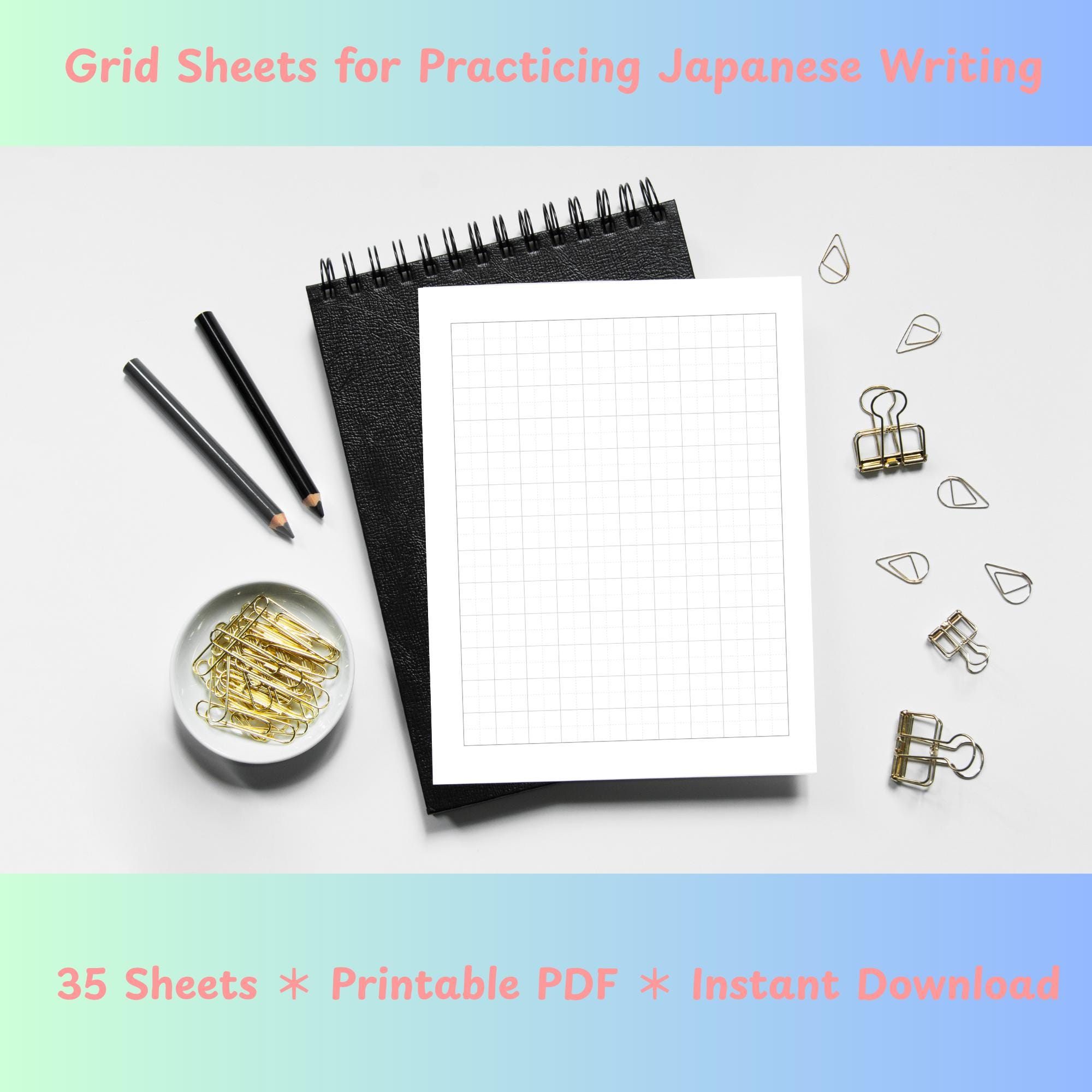 Japanese Writing Practice Grid Sheets for Hiragana Katakana Kanji ...