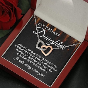 My Badass Daughter I Will Always Love You Necklace, Gift For Daughter, Daughter Mother Necklace, Necklace From Mom, For Daughter From Mom