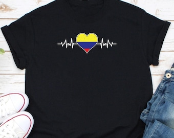 Kolumbien Herzflaggen-Hemd, kolumbianisches Hemd, kolumbianisches Hemd, kolumbianisches Hemd, Kolumbien-Reise-Hemd, Columbeno En El Außen, Camiseta De Kolumbien
