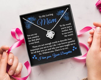 Collana con nodo d'amore, oro bianco 14k su acciaio inossidabile, regalo per la mamma
