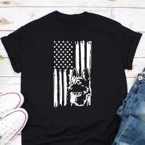 Patriotic German Shepherd American Flag Shirt, Dog Lover Gift Shirt, German Shepherd Shirt, German Shepherd Owner Shirt, Dog Handler Shirt