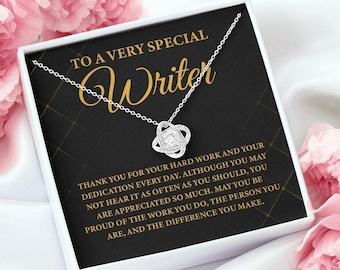 To A Very Special Writer Necklace, Women Writer Necklace Gift, Female Writer Appreciation Gift, Writer Birthday Gift, Creative Writer Gift