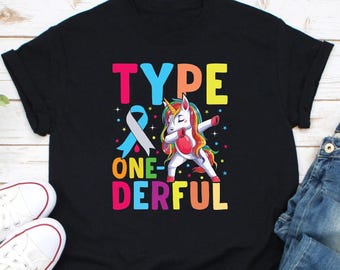 Camiseta de unicornio con diabetes tipo 1, camiseta de paciente con diabetes tipo 1, camiseta divertida para diabéticos, camiseta de concienciación sobre la diabetes, camiseta de guerrero con diabetes tipo 1
