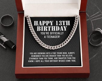 Collar "Feliz cumpleaños número 13. Eres oficialmente un adolescente", regalo para el cumpleaños número 13, collar para el decimotercer cumpleaños, regalo para un niño de 13 años
