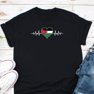 Jordan Shirt, Jordan Heart Flag Shirt, Jordan Map Shirt, Proud Jordanian Shirt, Jordanian Gift, Jordan Pride Shirt, Jordan Travel Shirt
