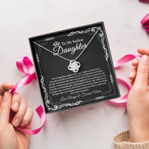 To My Badass Daughter Necklace, Love Knot Necklace, Gift For Daughter From Mom, Daughter Birthday, Daughter&#39;s Graduation, Daughter Jewelry