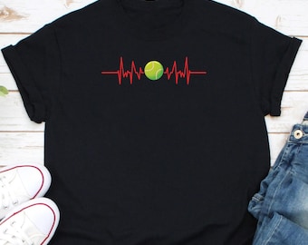 Shirt tennisbal hartslag, shirt trotse tennisser, liefde tennisshirt, cadeau voor tennisliefhebber, sporttennisshirt, shirt tenniscoach
