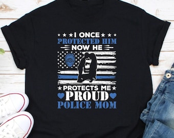 Camiseta de Mamá Policía Orgullosa, Camiseta de Policía con Bandera Estadounidense, Camiseta de Línea Azul Delgada, Camiseta de Mi Oficial de Policía Favorito, Camiseta de Mamá Policía, Regalo para Mamá Policía