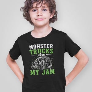 Camiseta "Monster Trucks Are My Jam", camiseta de Monster Truck, camiseta para amantes de los camiones de carreras, camiseta de Monster Truck para niños, camiseta de cumpleaños de camión, regalo para camioneros imagen 2